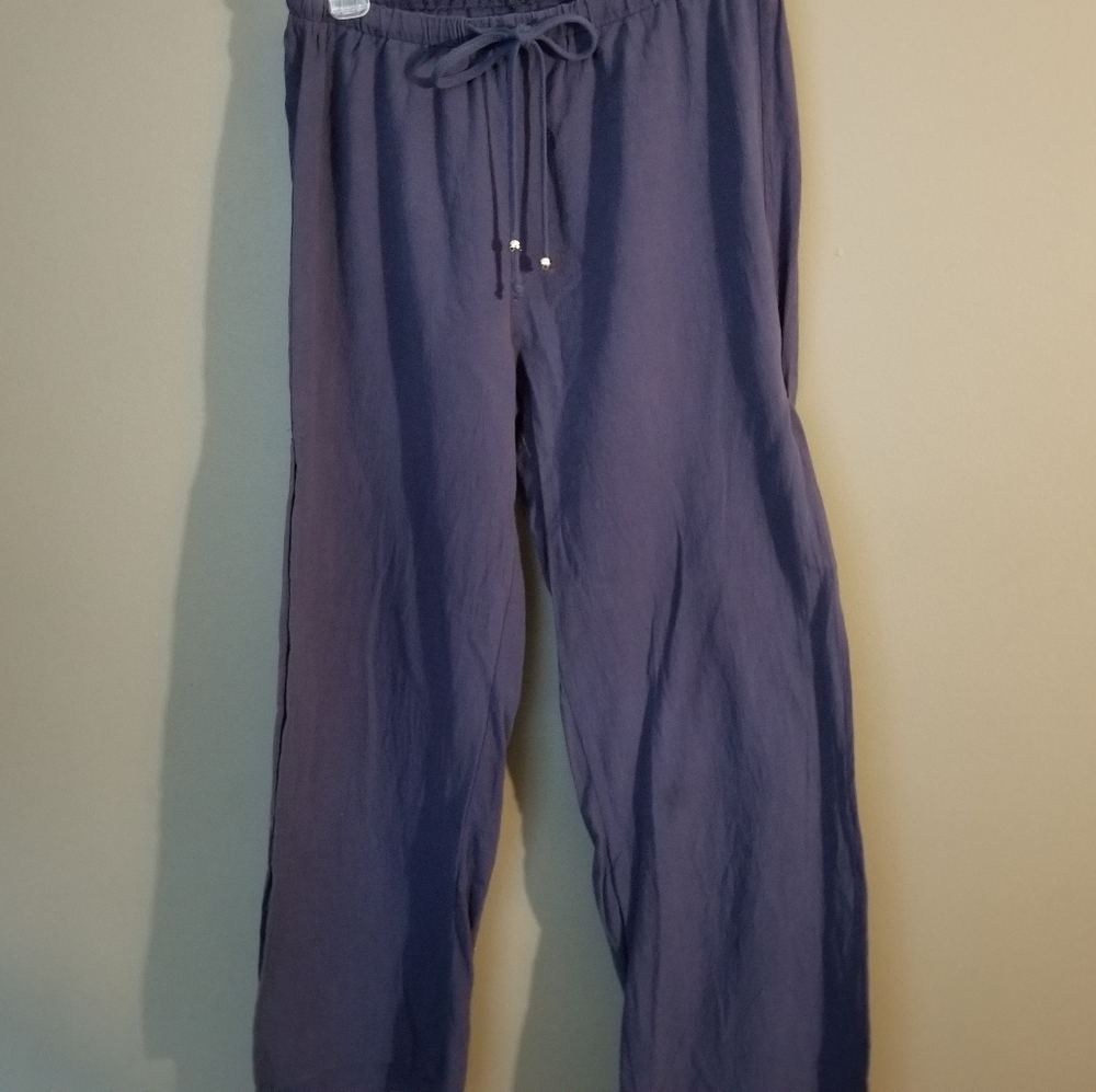 Side Split Summer Pants M Blue - image 7